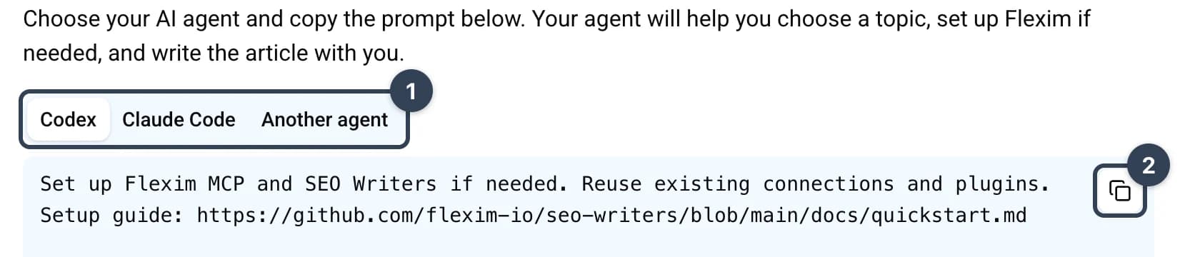 AI agent tabs and the copy button