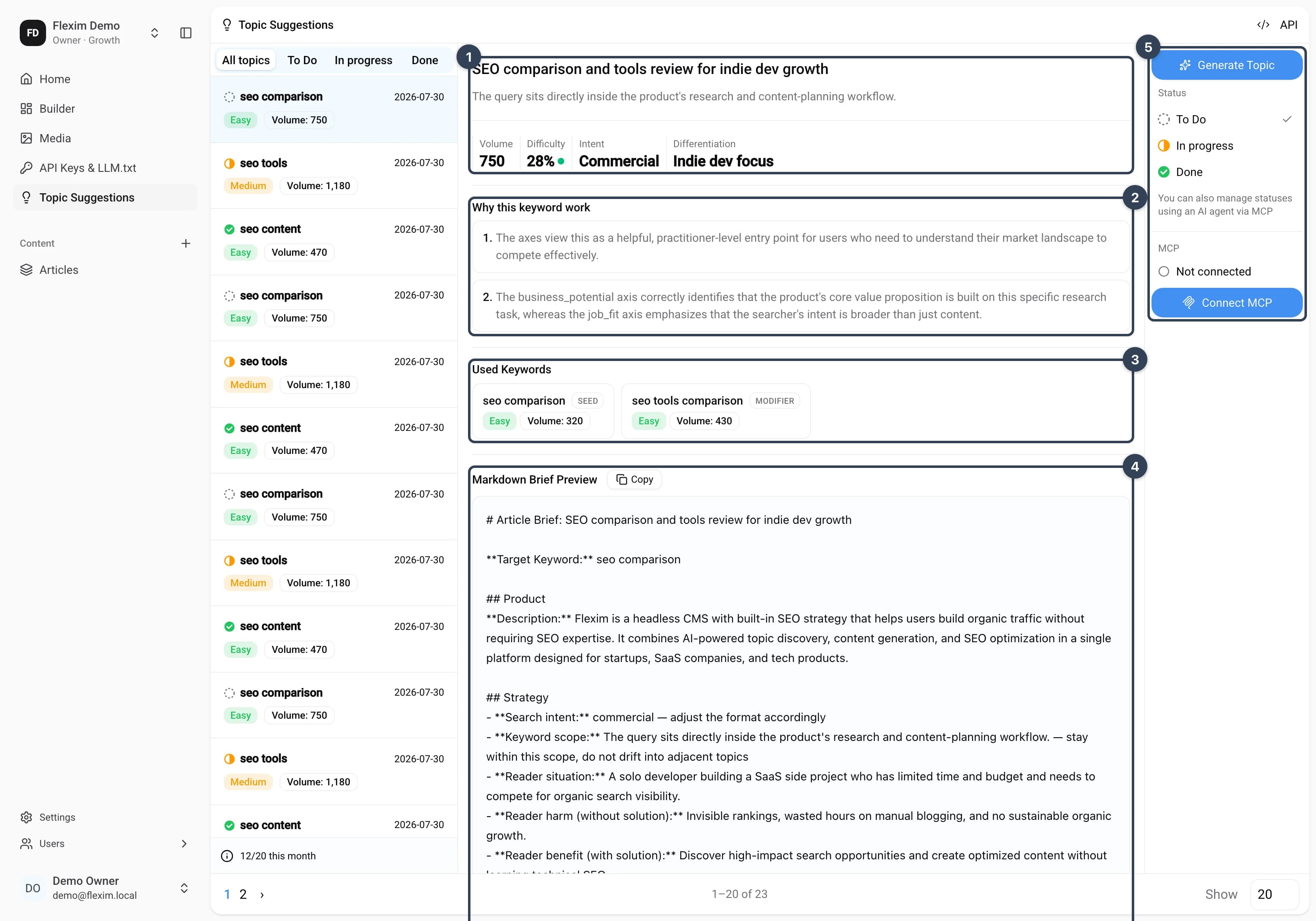 Topic decision detail
