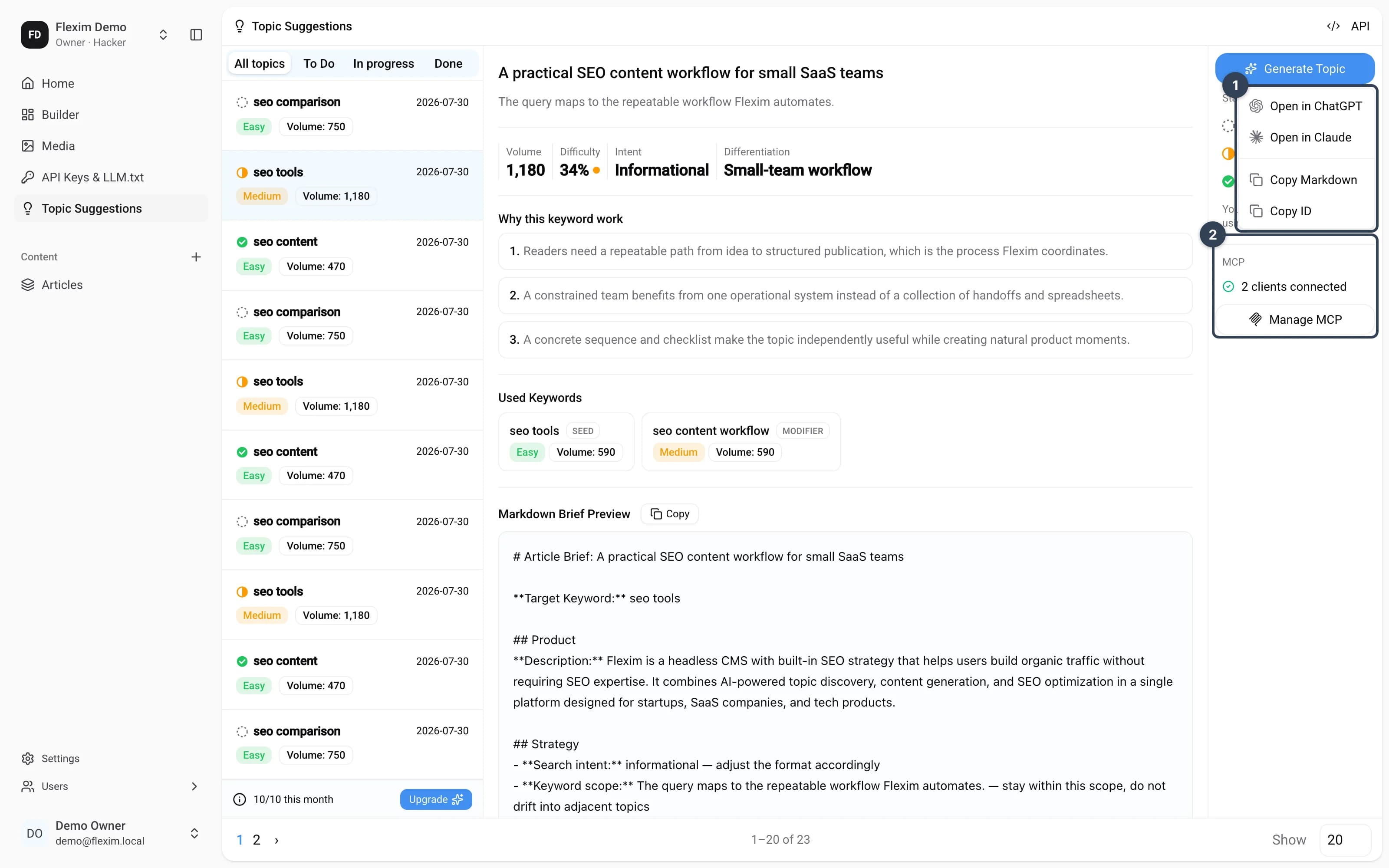 Topic Suggestions MCP handoff