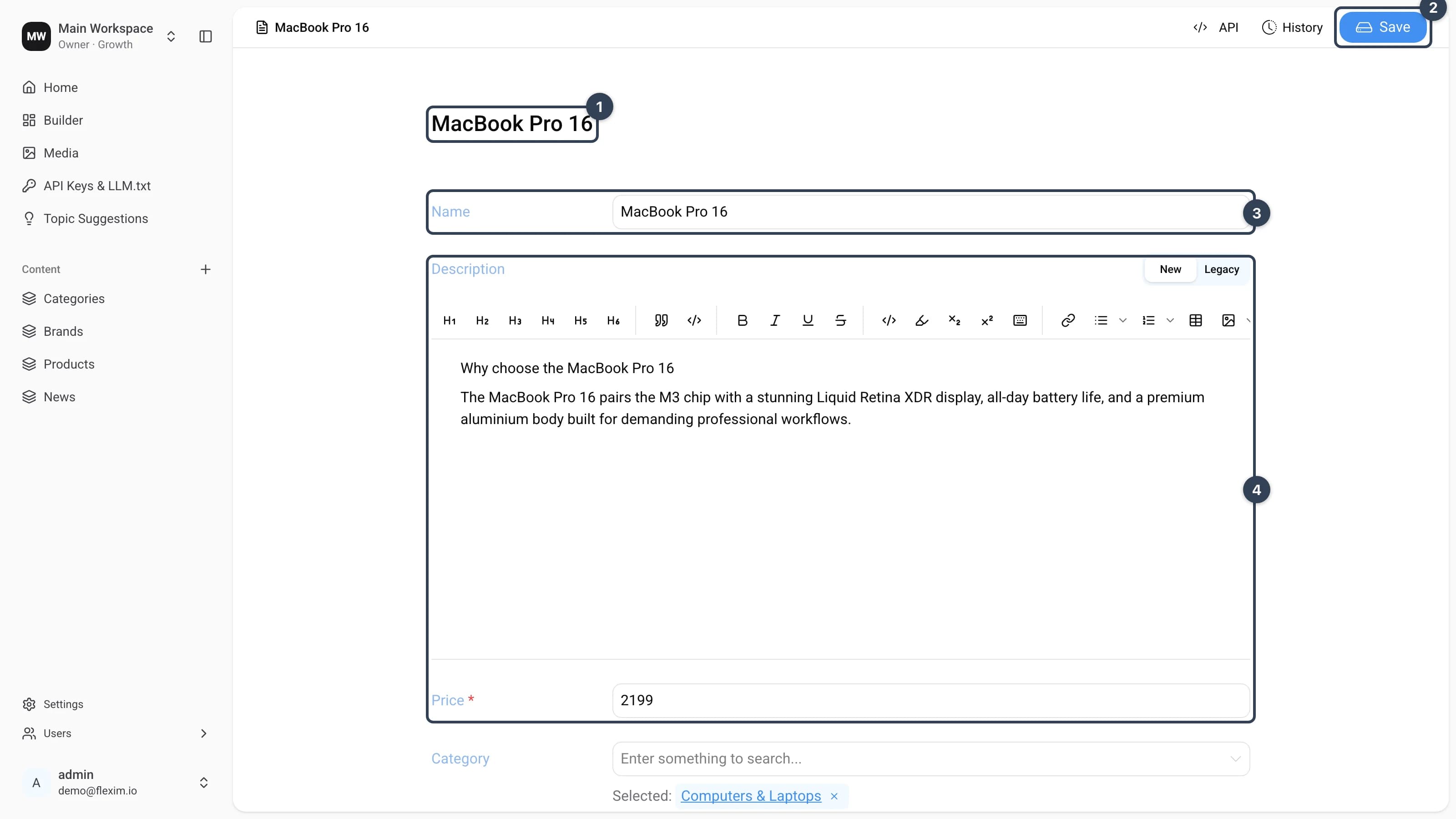 Editor page