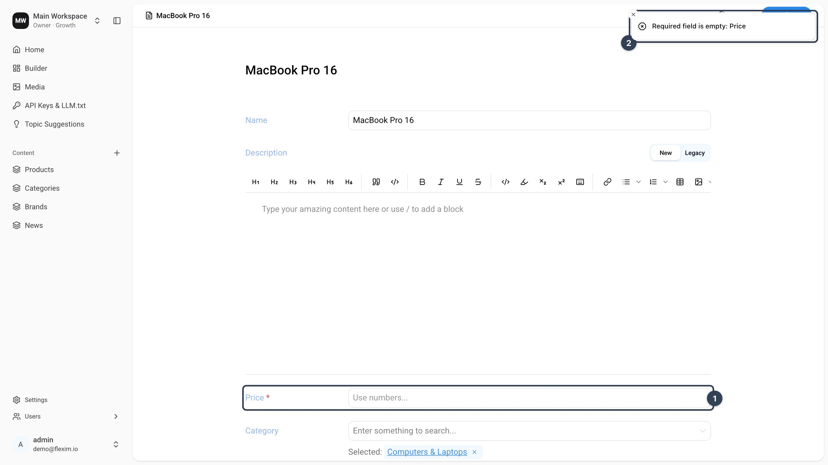 Editor page