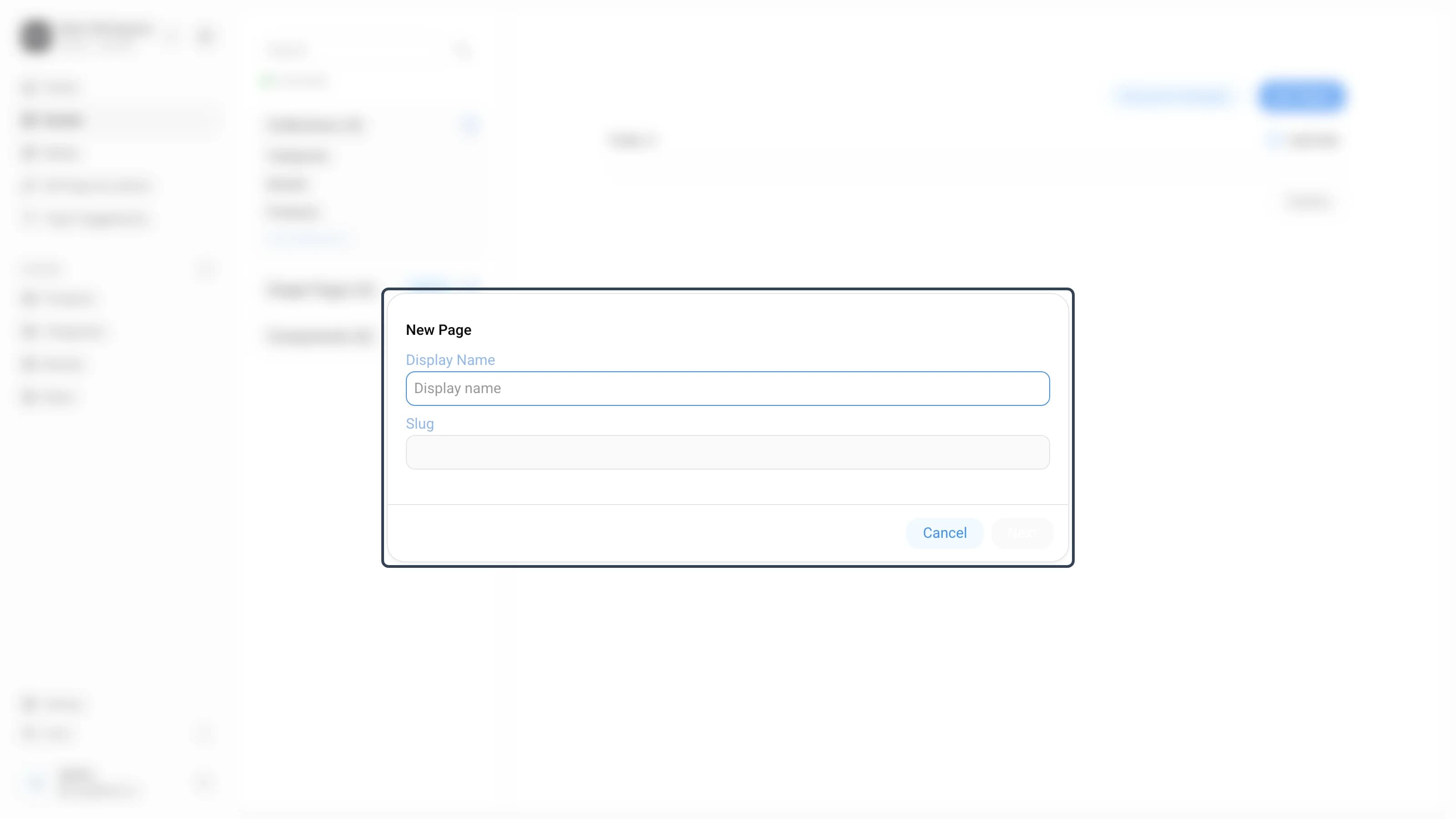 The New Page dialog for a single page