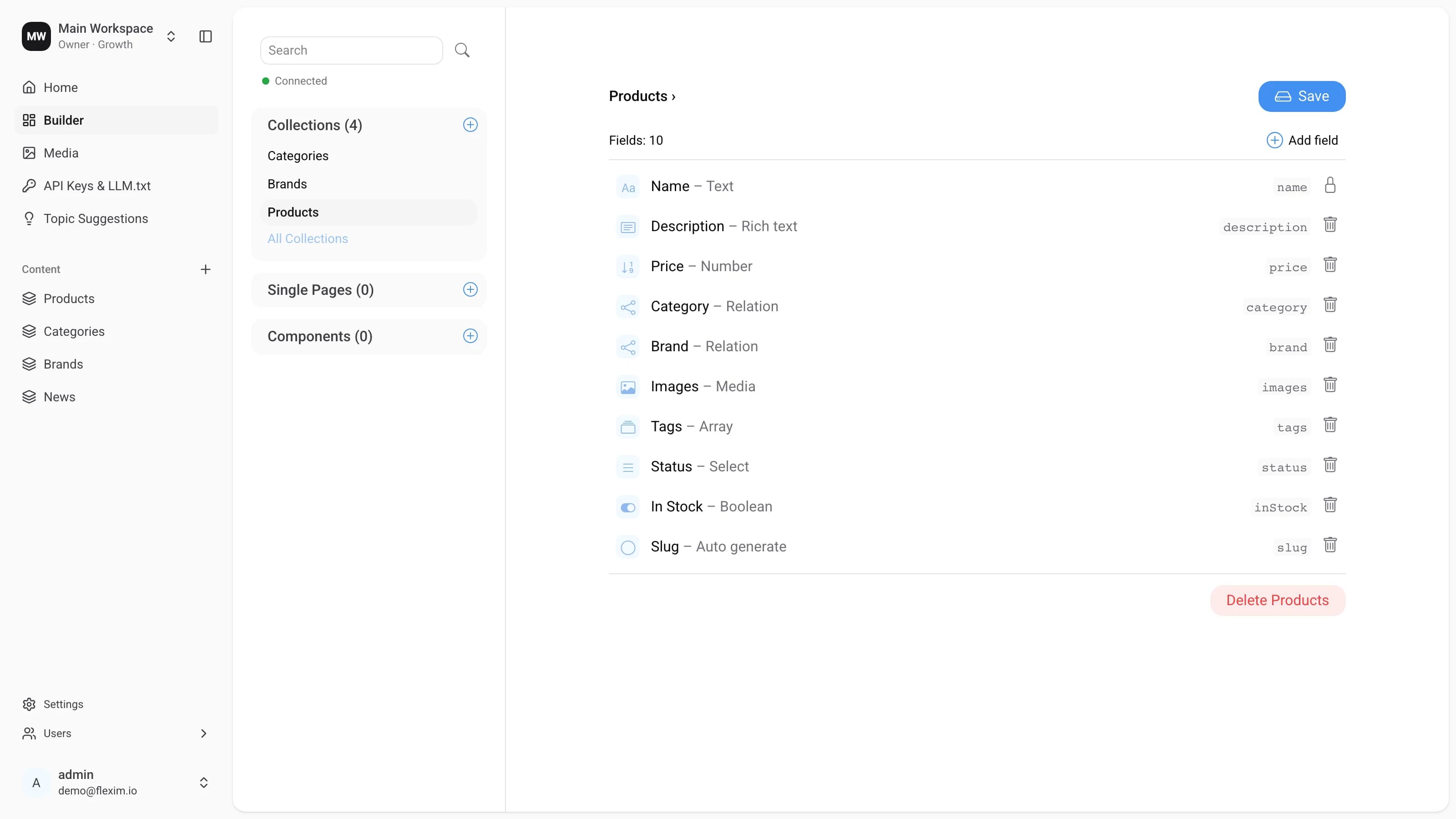 Setting up fields