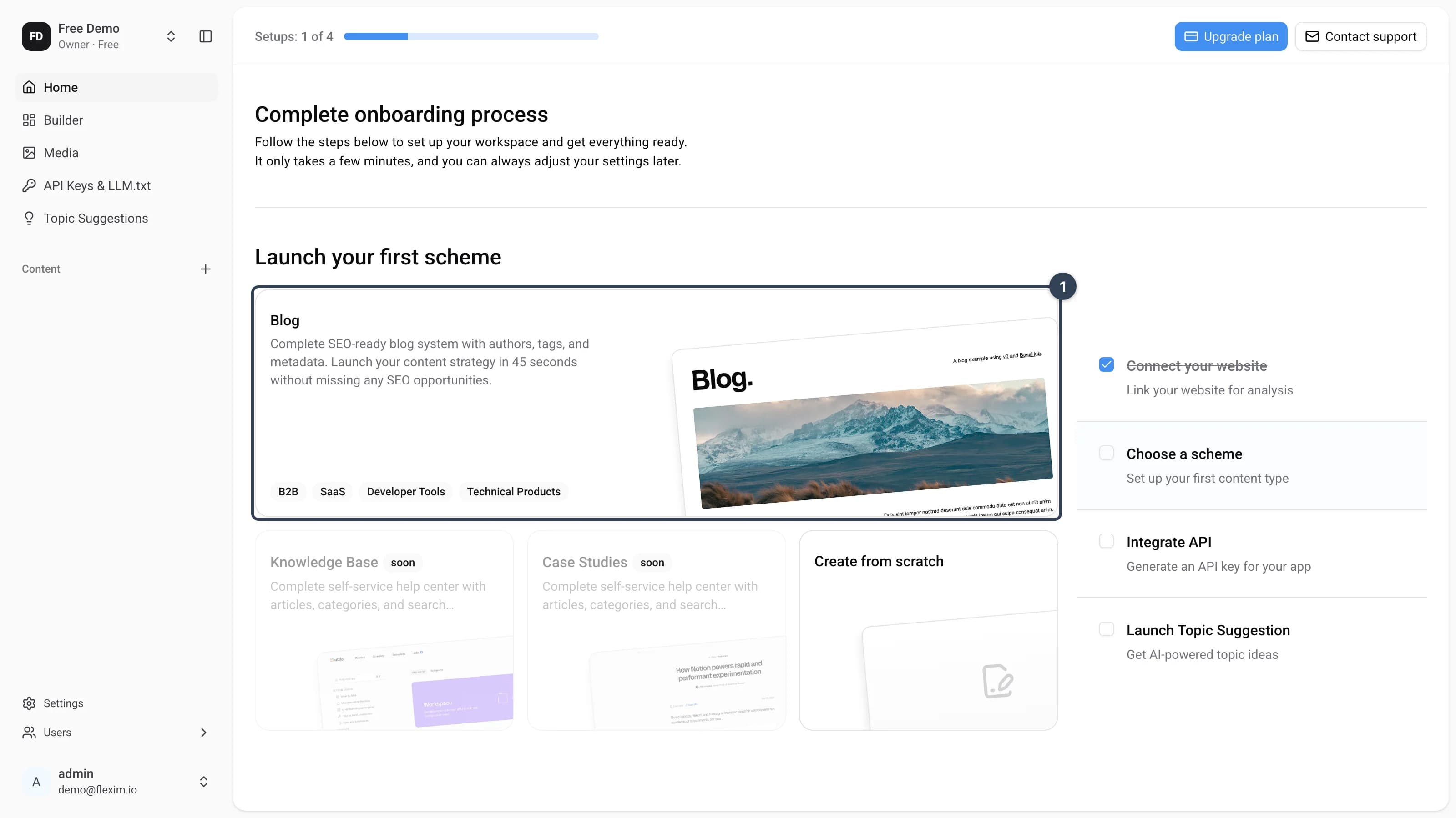 Launch your first scheme — template picker